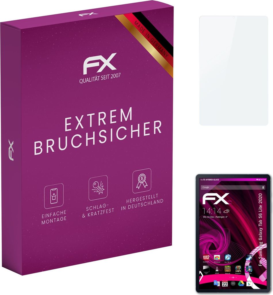 atFoliX FX-Hybrid-Glass Displayfolie kompatibel mit Samsung Galaxy Tab S6 Lite (2020) Glasfolie