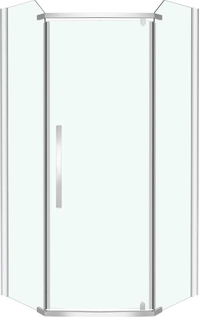 Kerra Duschkabine Glasgow Plus 90x90 ohne Duschwanne, fünfeckige, Chromprofile, 6 mm ESG transparentes Sicherheitsglas mit KERRA PROTECT Schutzsch...