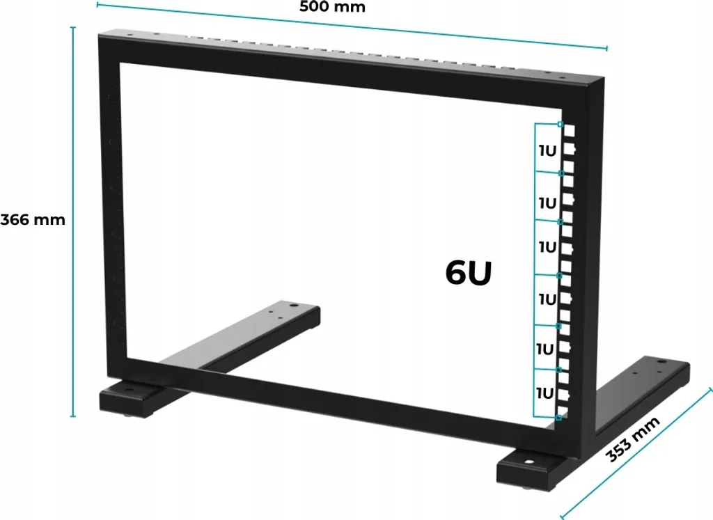 Armadio Rack 6U Stalflex Open Frame - Rack Server 19 Pollici Professionale - 3