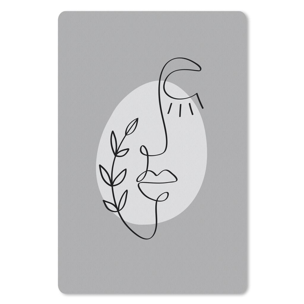MuchoWow Mauspad Mousepad Gesicht - Pflanze - Schwarz - Weiß 40x60 cm - Mousepads - Maus Mat - Pad - Mausunterlage - Schreibtisch Accesoire