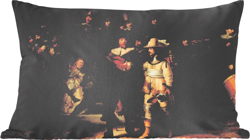 MuchoWow Zierkissen Sofakissen Wohnzimmer Dekokissen 50x30 cm Die Nachtwache - Kunst - Alte Meister - Rembrandt - Wohnzimmerdekoration - Polster ...