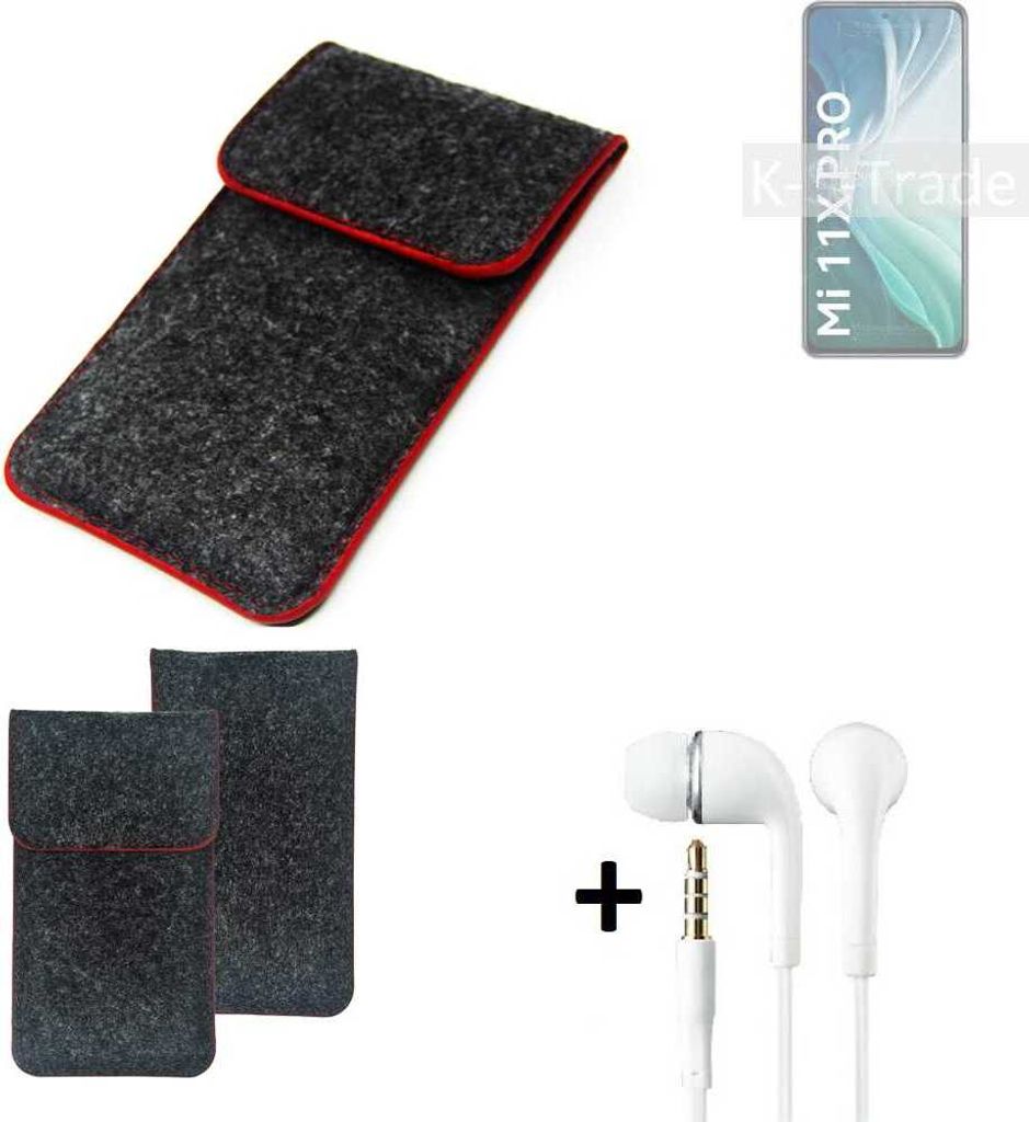K-S-Trade Handy Schutz Hülle kompatibel mit Xiaomi Mi 11X Pro Schutzhülle Handyhülle Filztasche Pouch Tasche Case Sleeve Filzhülle dunkelgrau