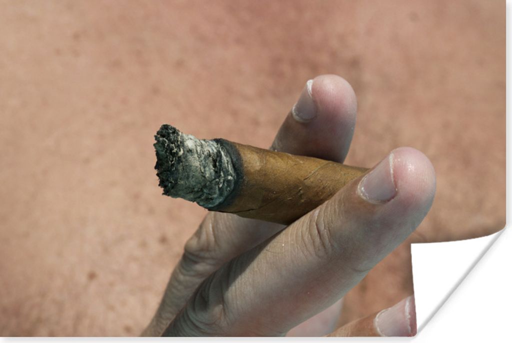 MuchoWow Poster Männliche Hand hält eine kubanische Zigarre 180x120 cm - Fotoplakat