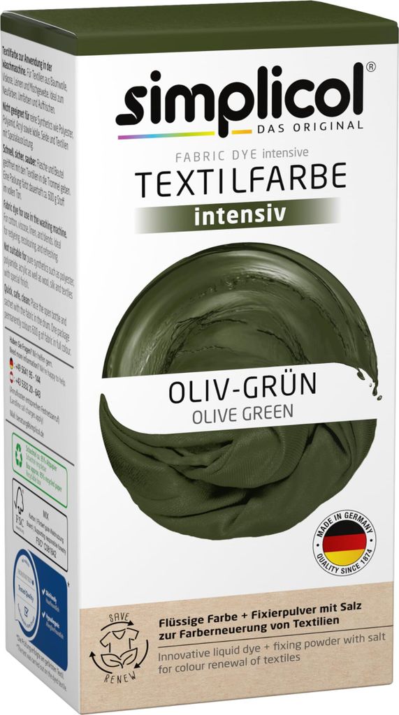 Simplicol textilní barvivo intenzivní vše v 1 v olivově Obrázek produktu 7