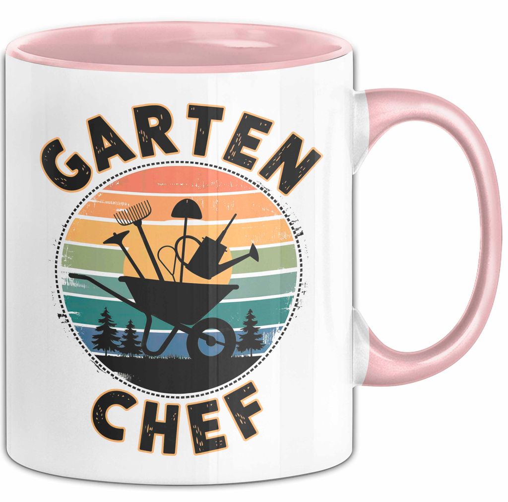 Garten Pflanzen Gärtner Tasse Geschenk Lustige Geschenkidee Spruch Garten Chef (Rosa)