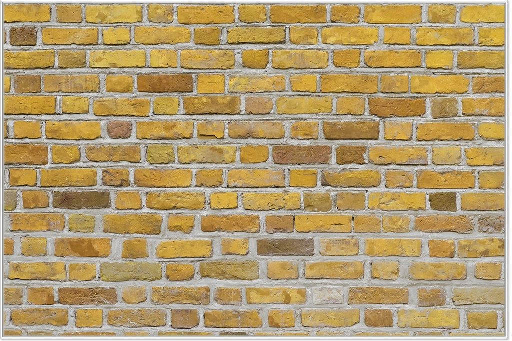 Wallario Wandbild Ziegelsteinwand in gelb - Backsteine, Produktbild 
