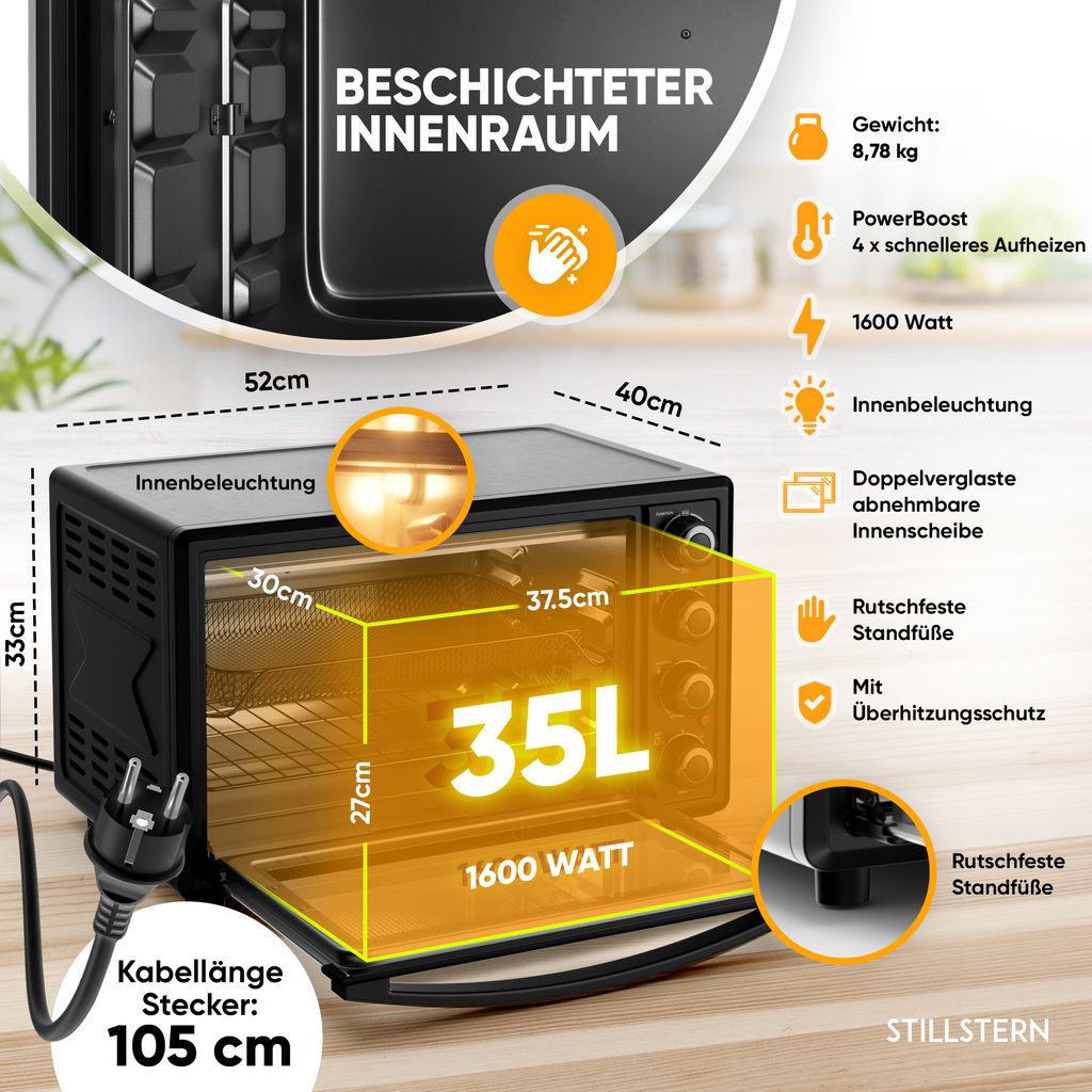 Stillstern Minibackofen mit Umluft (35L) NEU: CYCLONE PRO+ Produktbild 3
