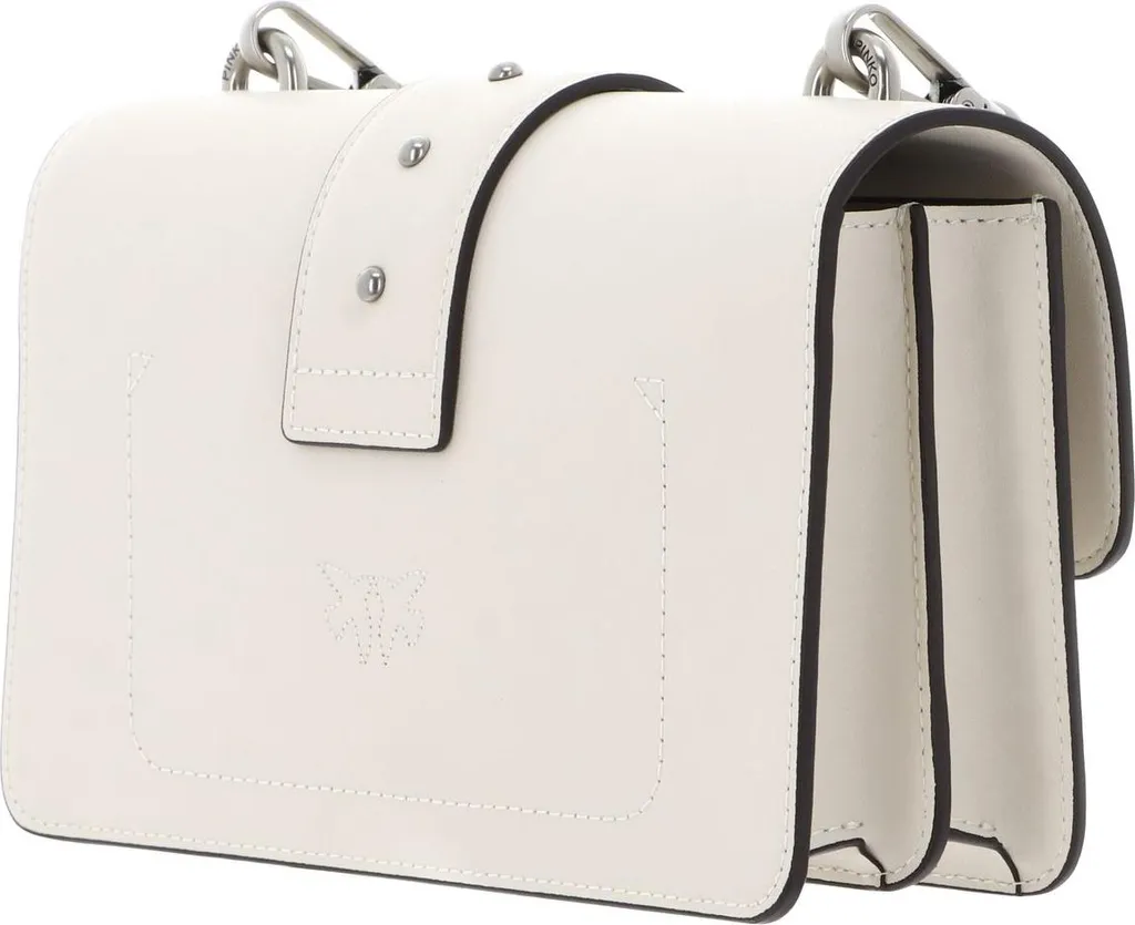 Sac cuir Bianco Seta Pinko Love One Mini - Détails Métal Old Silver