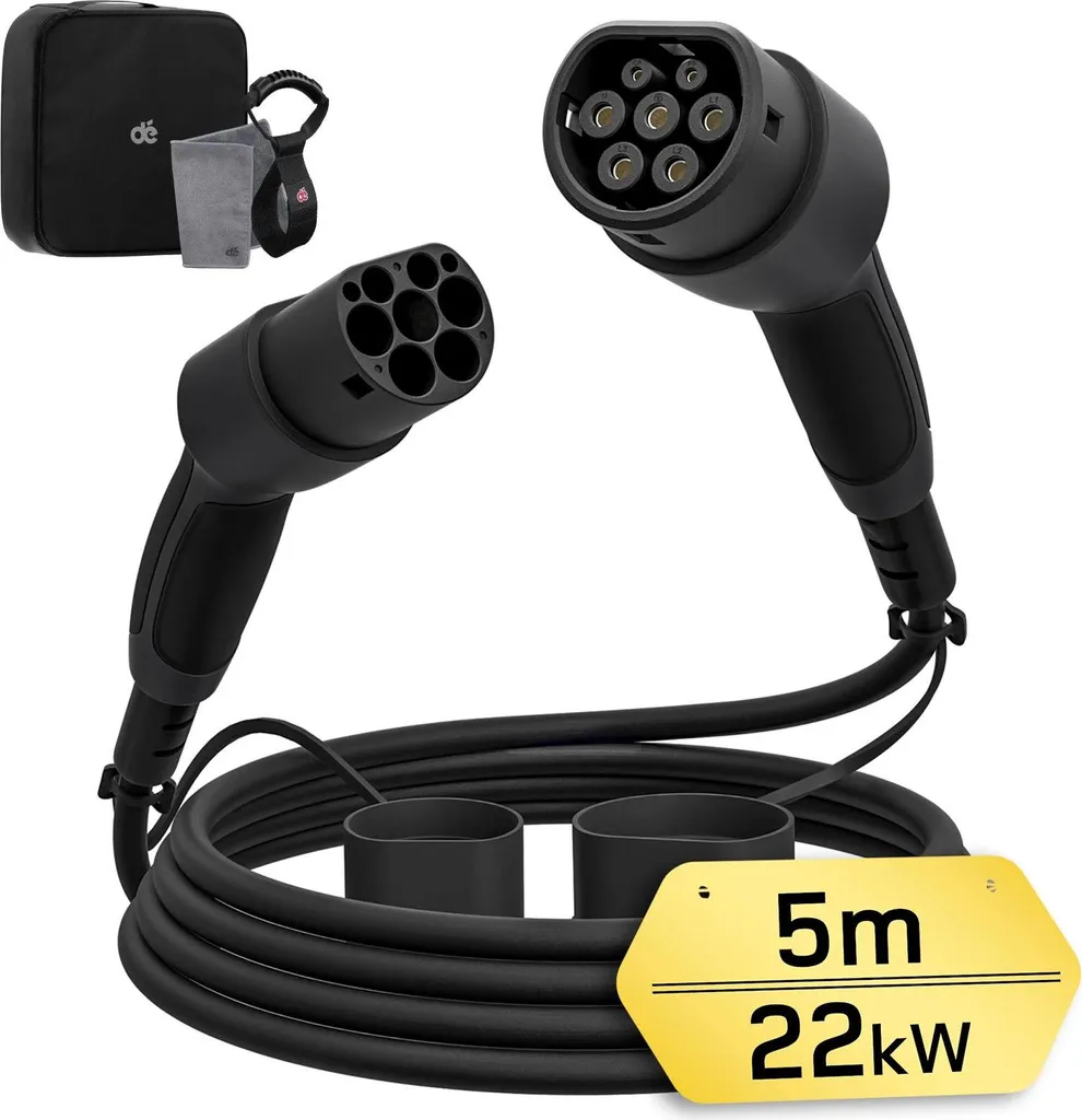 Câble de charge T2 T2 voiture électrique 32A 22kW en TPU robuste 5m