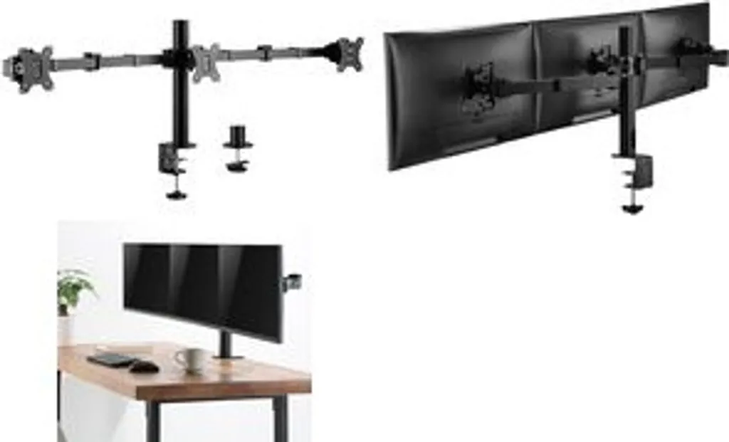 Support Écran Triple pour Setup Gaming ou Bureau Pro 17-27 Pouces Noir - 7