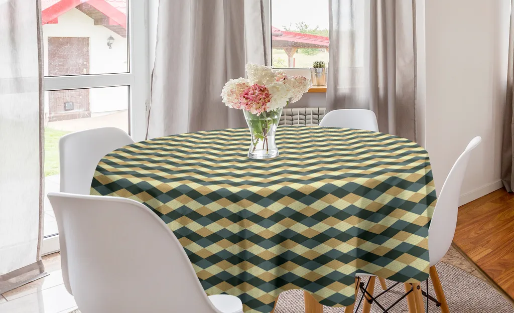 ABAKUHAUS Tovaglia Rotonda 150 cm - Tessuto Tecnico Zigzag Antimacchia