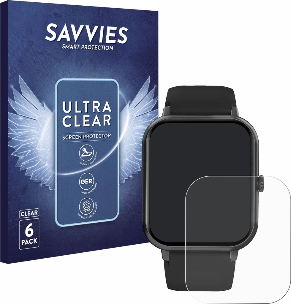 6x Für Yuede Smartwatch 1.85" Schutzfolie Savvies Produktbild 