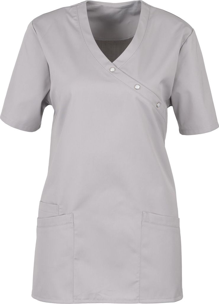 beb MEDIZIN/PFLEGE Damen KASACK Kurz V-Neck Baumwollmix Hellgrau XS