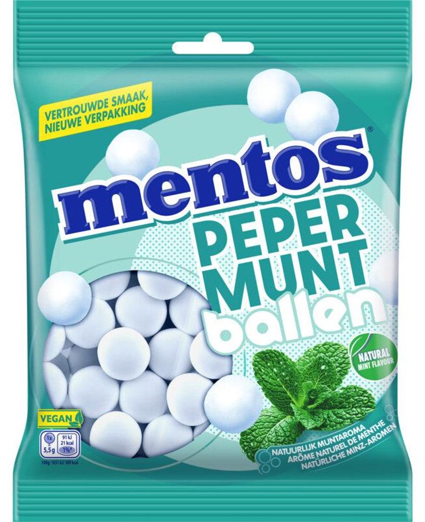 Mentos Pepermuntballen 220g – Świeże cukierki miętowe do Zdjęcie produktu 