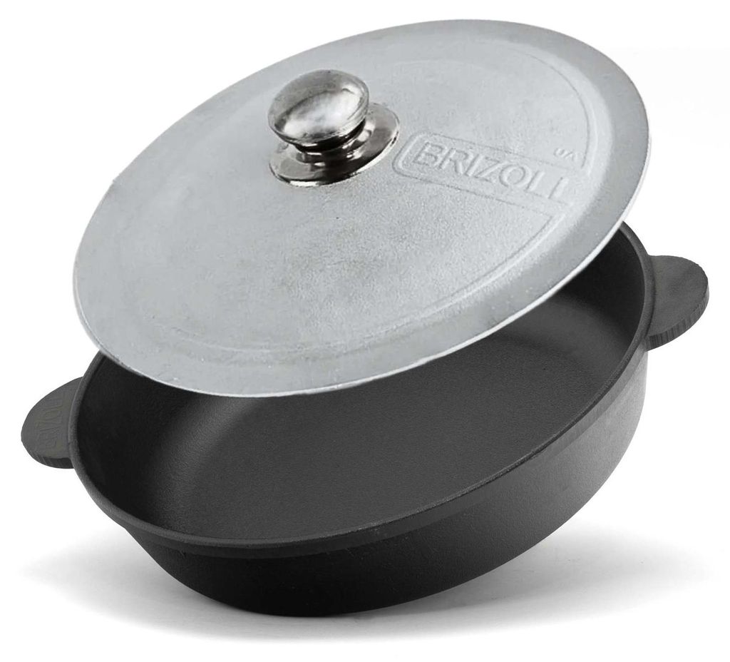 Ø28cm Gusseisenpfanne mit Aluminiumdeckel Bräter Schmortopf Produktbild 
