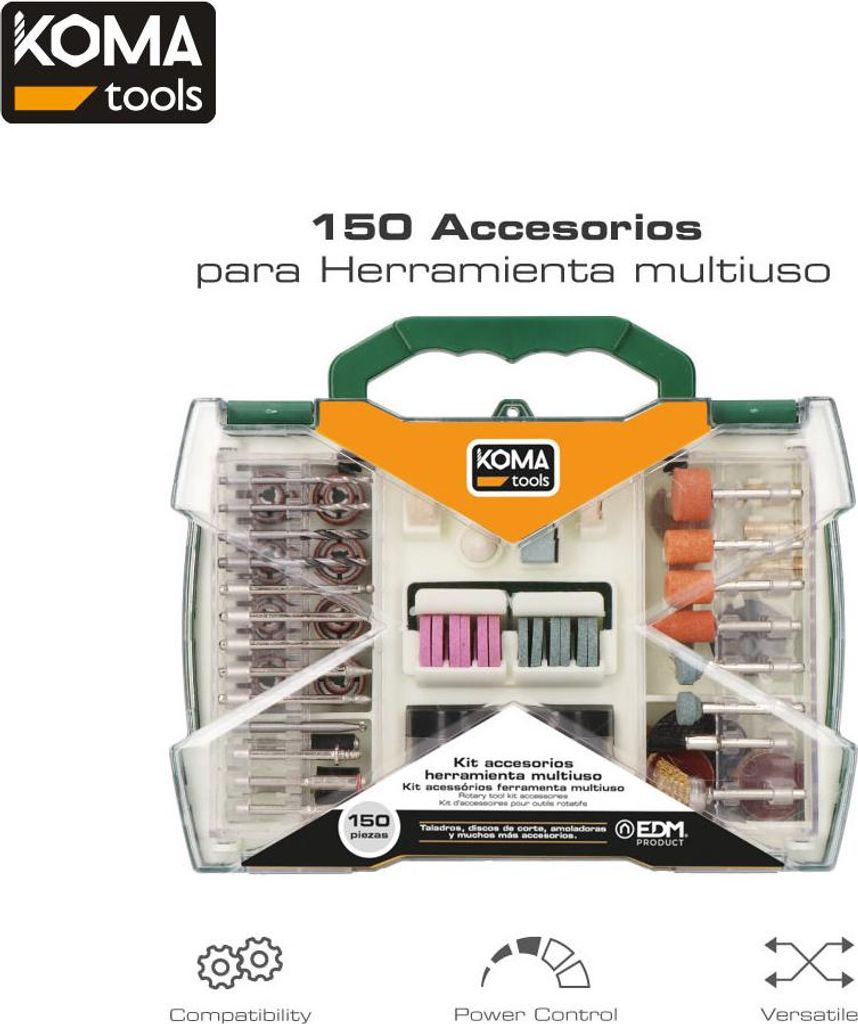 Set aus 150 Zubehörteilen für 08709 Koma Tools