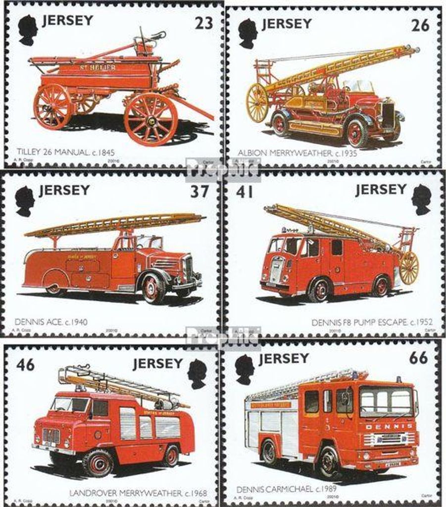 Briefmarken GB - Jersey 2001 Mi 996-1001 (kompl.Ausg.) gestempelt Feuerwehr