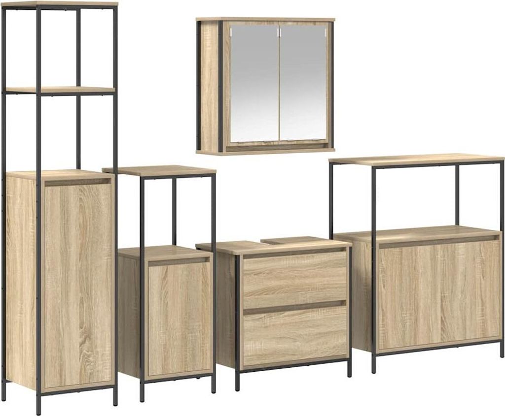 Badezimmermöbel Set 5 pcs Beige 76,5 x 35 x 95 cm Holzwerkstoff