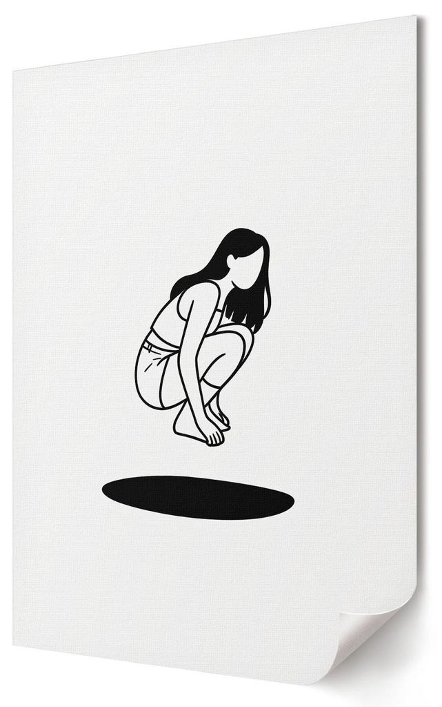 Frau über dem Loch- Kunstdruck A4 - Boho, kindlich, romantisch- Wandbild für Wohnzimmer Schlafzimmer & Flur, Modernes Poster Wanddeko, Ungerahmt