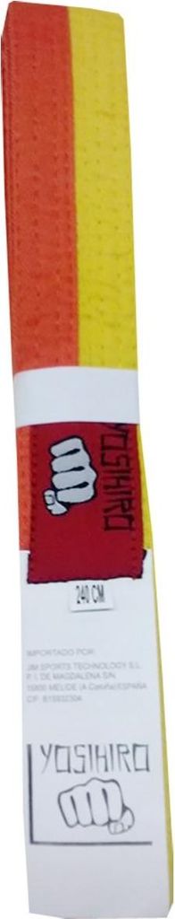 Karate-/Judo-Gürtel Yosihiro, 100 % Baumwolle, gelb/orange, JUNIOR