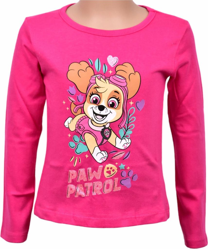 Langarmshirt Paw Patrol Skye mit Glitzer Dunkelpink 98 cm