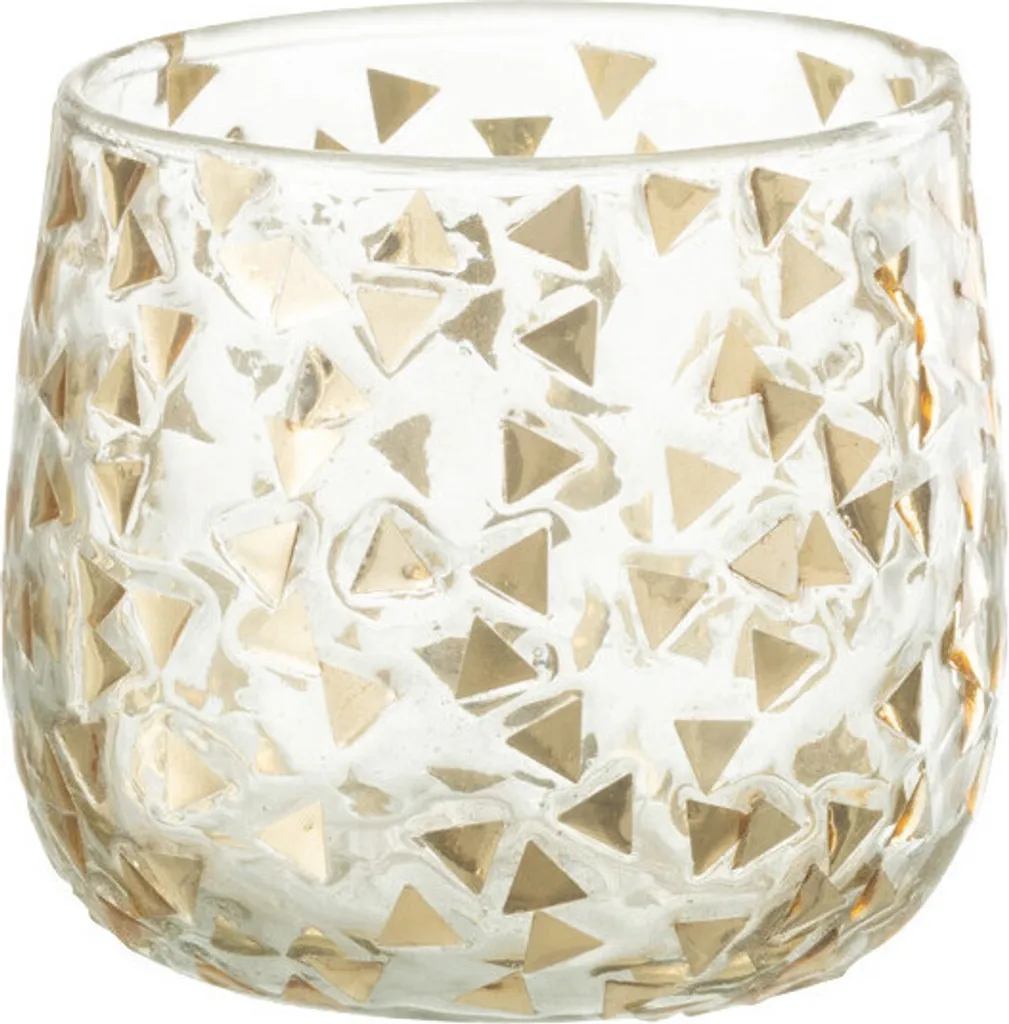 Décoration de Table Chic : Bougeoir Triangulaire J-Line Verre et Or Small