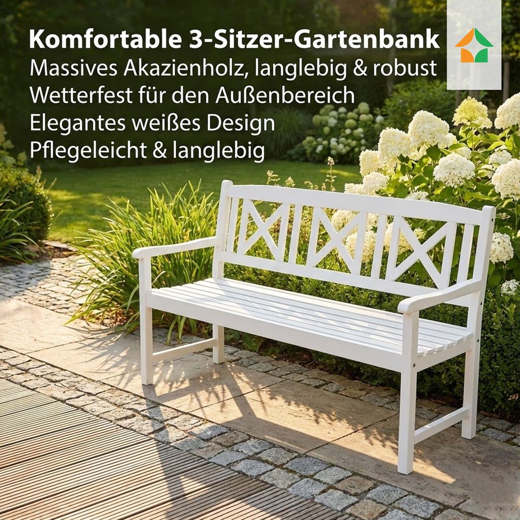 3-Sitzer Gartenbank aus Akazienholz, ca. 150 x 61 x 89 cm - Produktbild 
