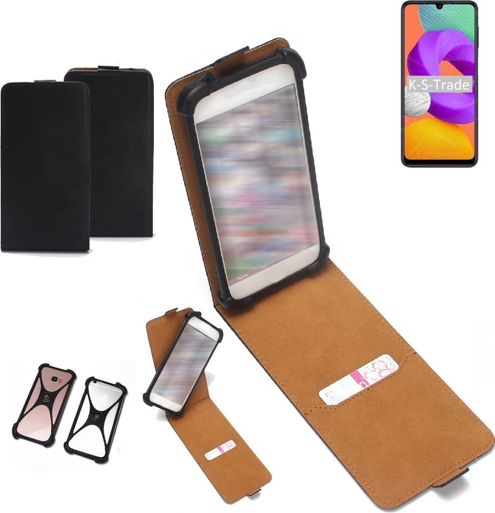 K-S-Trade Handyhülle Schutzhülle kompatibel mit Samsung Galaxy M22 Hülle Case Cover Flip Style Bumper schwarz 1x