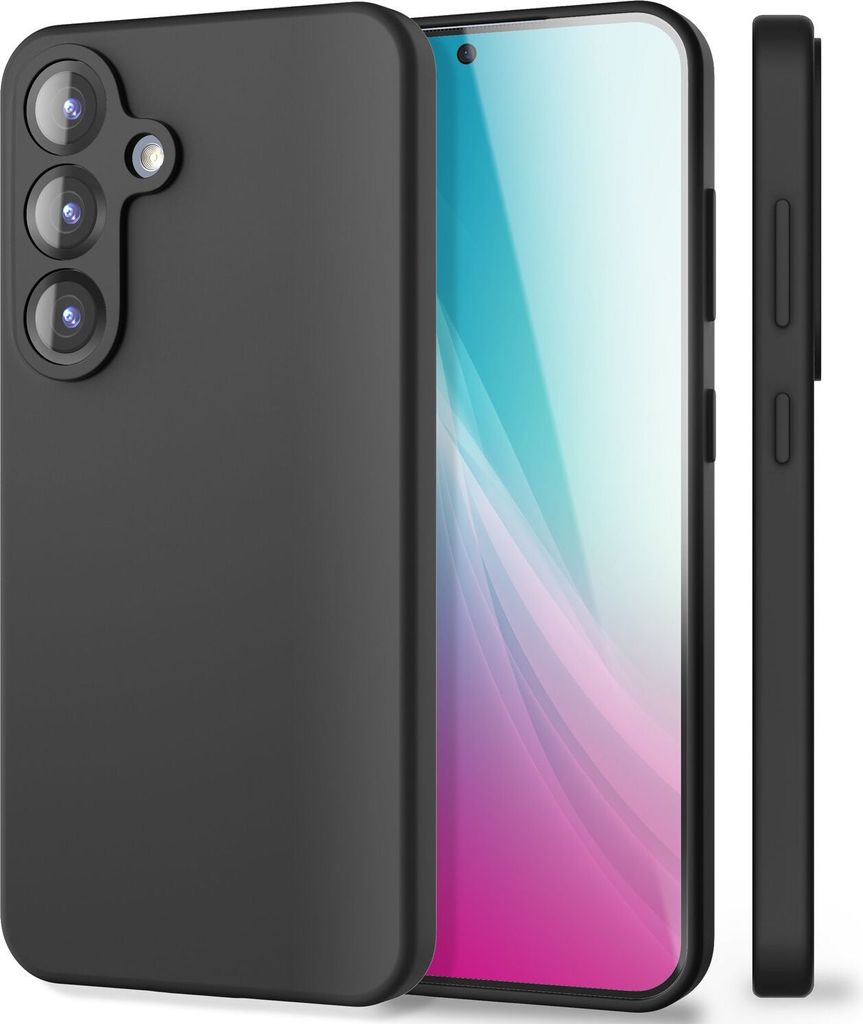 NALIA Silikonhülle für Samsung Galaxy S25 – Kameraschutz & Innenfutter – PHOENIX (Soft-Touch Case) – Marke aus Berlin – Graphit Schwarz