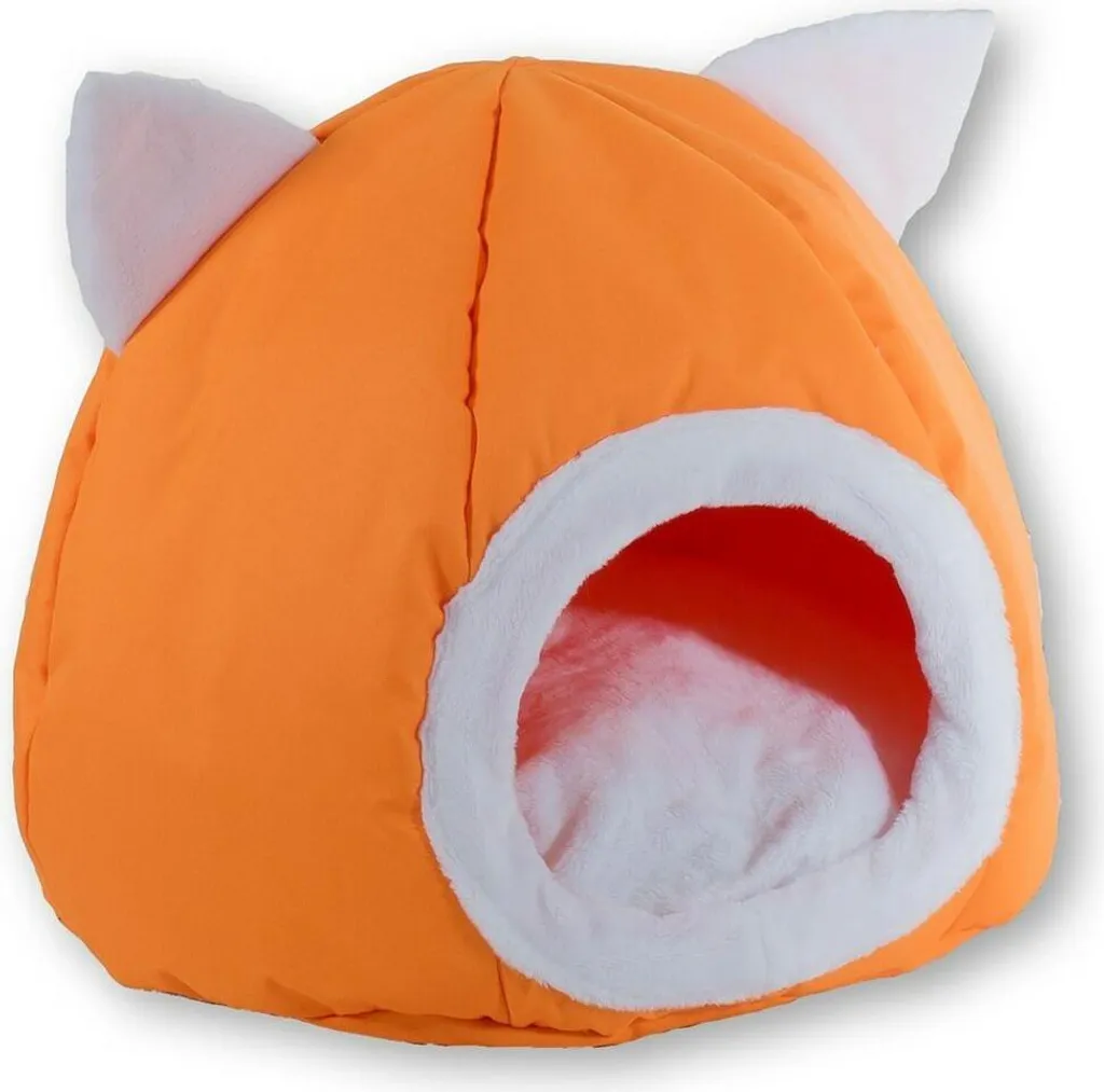 Panier pour chat en dôme 40x40x34 cm Orange - Lit douillet pour félin