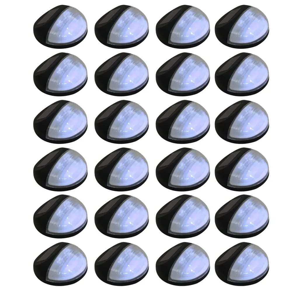 Balise solaire murale LED pour allée et terrasse - Lot de 24 ronds noirs