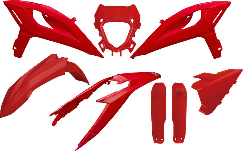 Verkleidungskit UFO PLAST 8-teilig Verkleidungssatz Kunststoff mit Gabelschutz, Farbe:rot OEM
