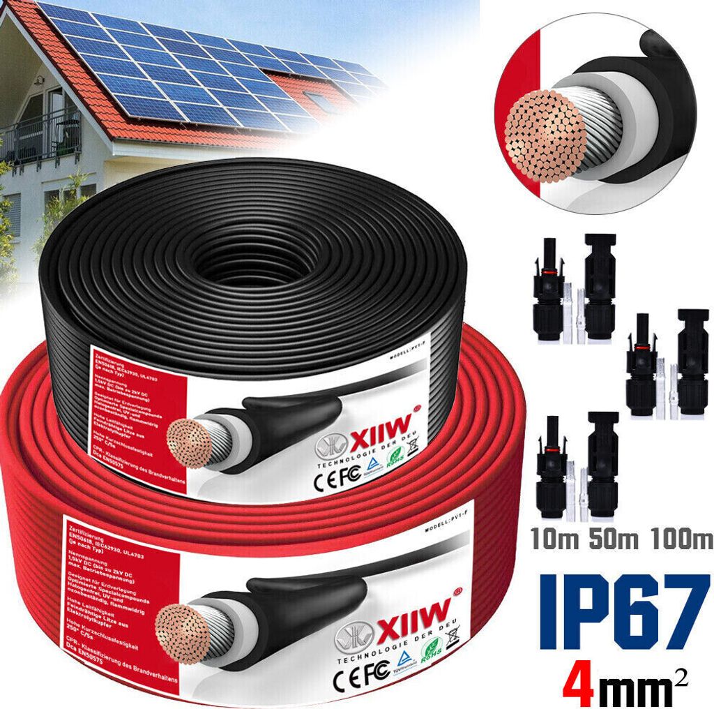 Solarkabel 6mm², 50 M, Rot – Reines Kupfer, H1Z2Z2-K, Für PV-Anlagen – Flexibel & Witterungsbeständig