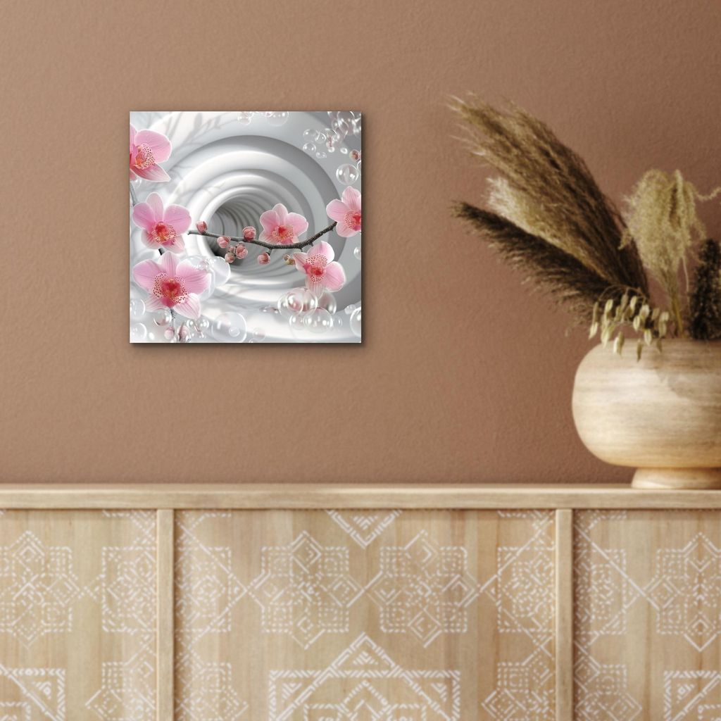 MuchoWow Wanddekoration Metall Metallbild Wandkunst 20x20 cm Blumen - Tunnel - Abstakt - 3D-Effekt MuchoWow Aluminium Gemälde - Alu Dibond Bilder