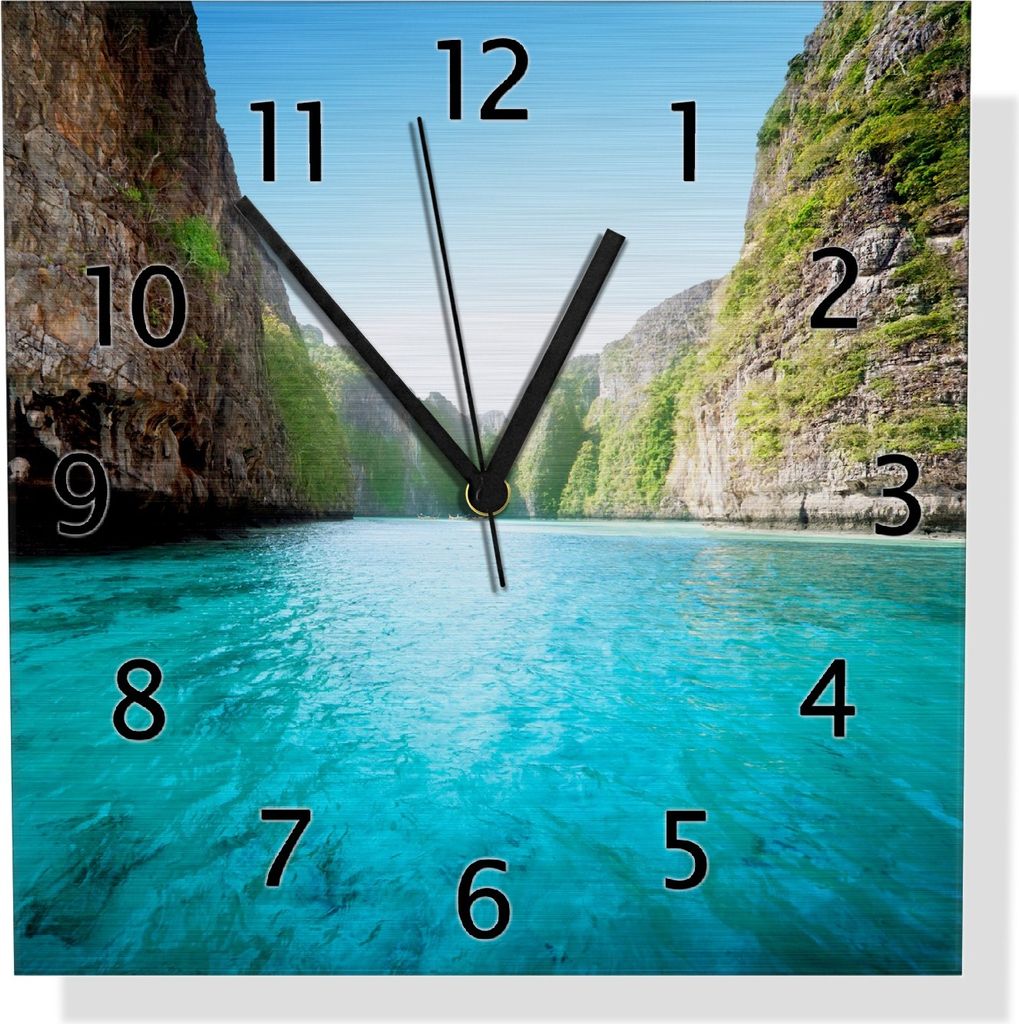 Wallario Design Wanduhr Fluss in den Tiefen der Schlucht aus Aluverbund, Größe 30 x 30 cm