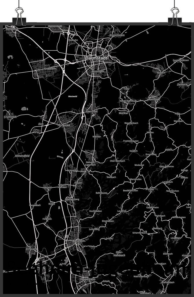 Mr. & Mrs. Panda Bild Seeheim-Jugenheim DIN A4 - Geschenk, Kunstdruck, drucke, Stadt Dorf Karte Landkarte Map Stadtplan, Wandbild, Plakat, Wanddeko...