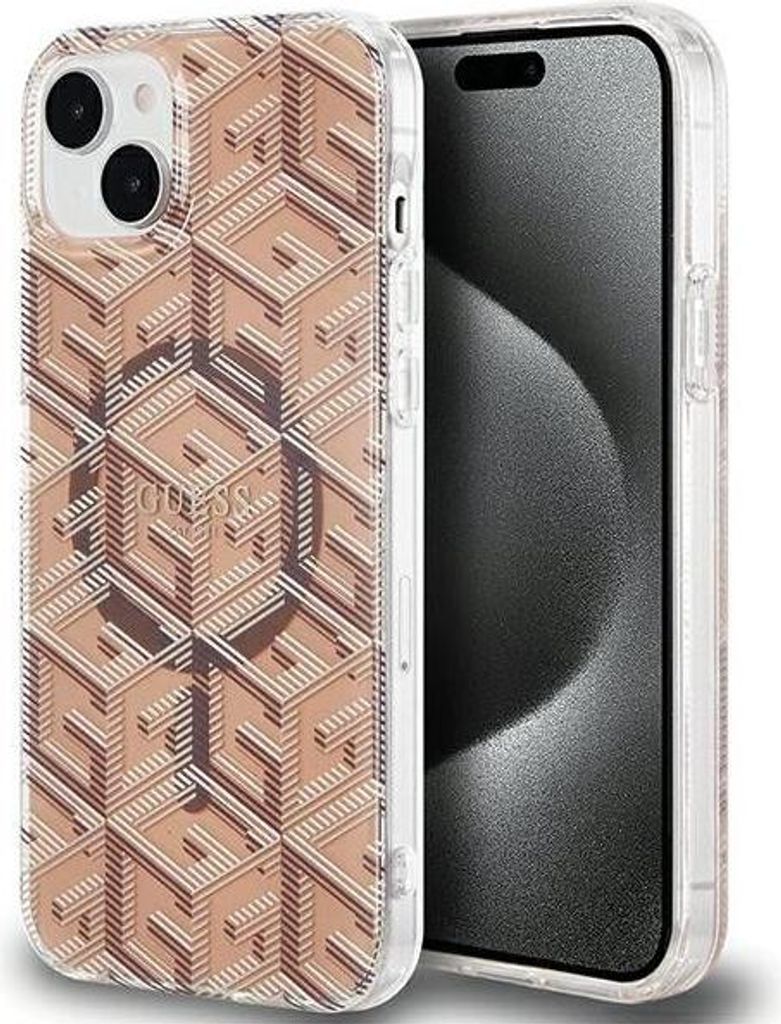 Guess GUHMP15SHGCUSTGW iPhone 15 / 14 / 13 6.1" braun hardcase IML GCube MagSafe Schutzhülle