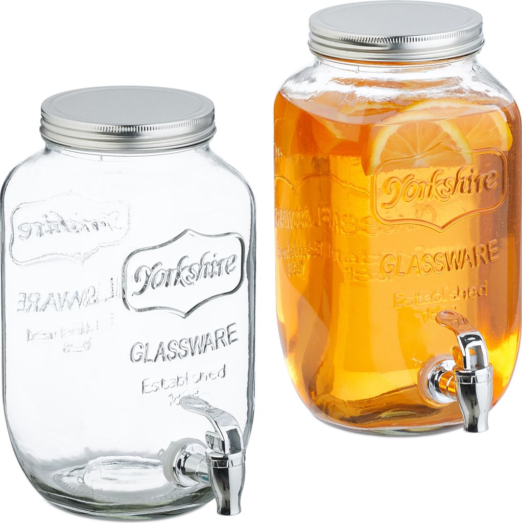 Relaxdays Getränkespender 2er Set, Limobehälter 3,5L, Produktbild 