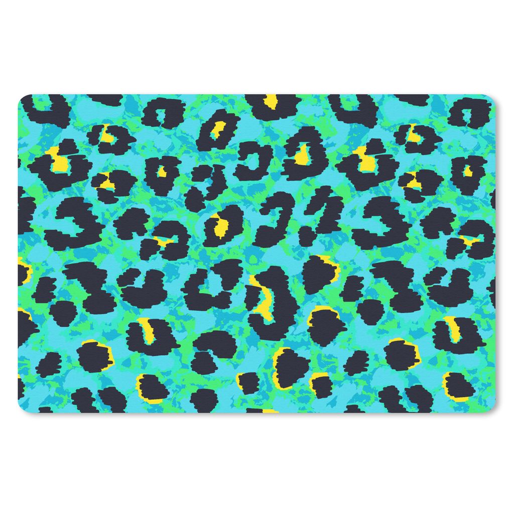 MuchoWow Schreibtischunterlage Panther Druck - Neon - Tiere - Design 60x40 cm - XXL Mauspad - Großes Mauspad