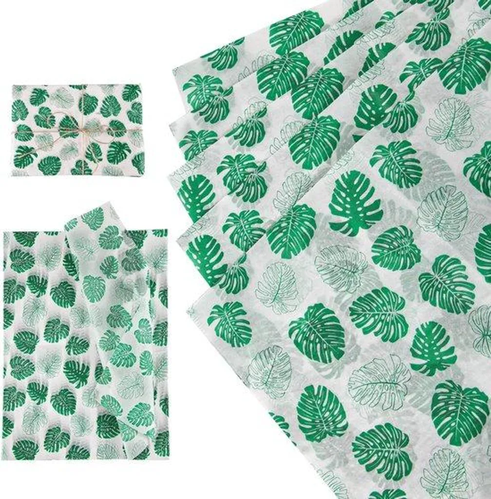 Papier d'emballage pour Noël et Mariage - 30 feuilles vertes feuillage