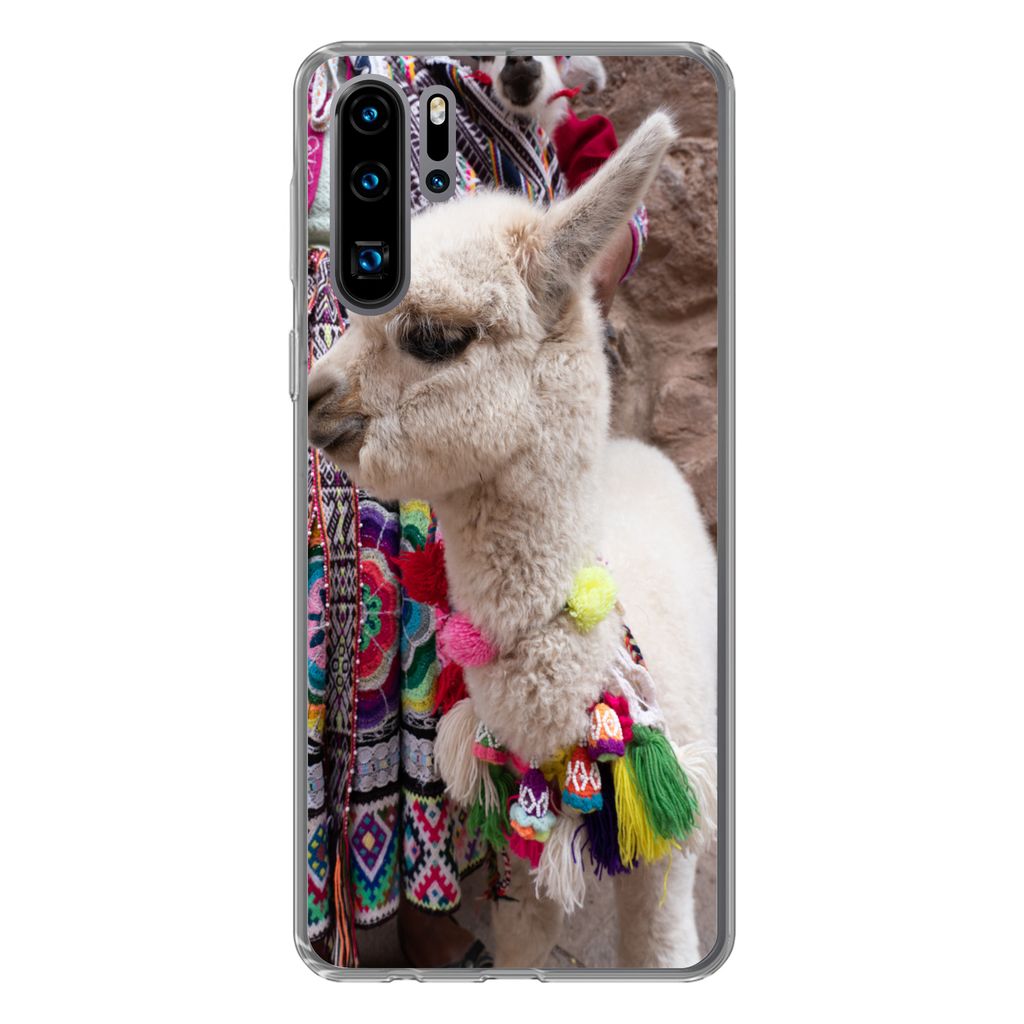 MuchoWow Handyhülle Schutzhülle Hülle für Huawei P30 Pro Alpaka - Halskette - Farben Silikon Softcase Handy Hülle - Schutzdeckel
