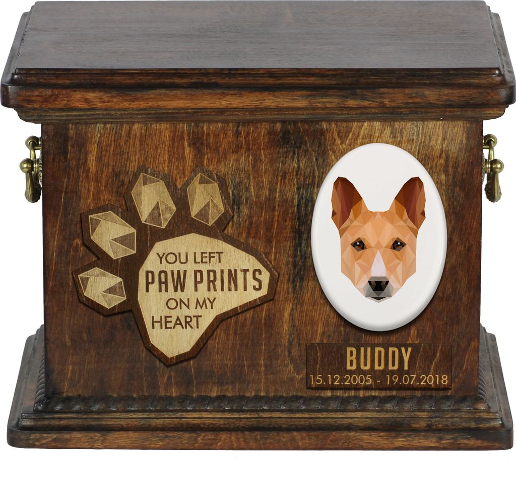 Basenji, Kongo-Terrier Personalisierte Hundeurne mit Gravur, Erinnerungsbox für Hundeknochen von der Marke Art-Dog