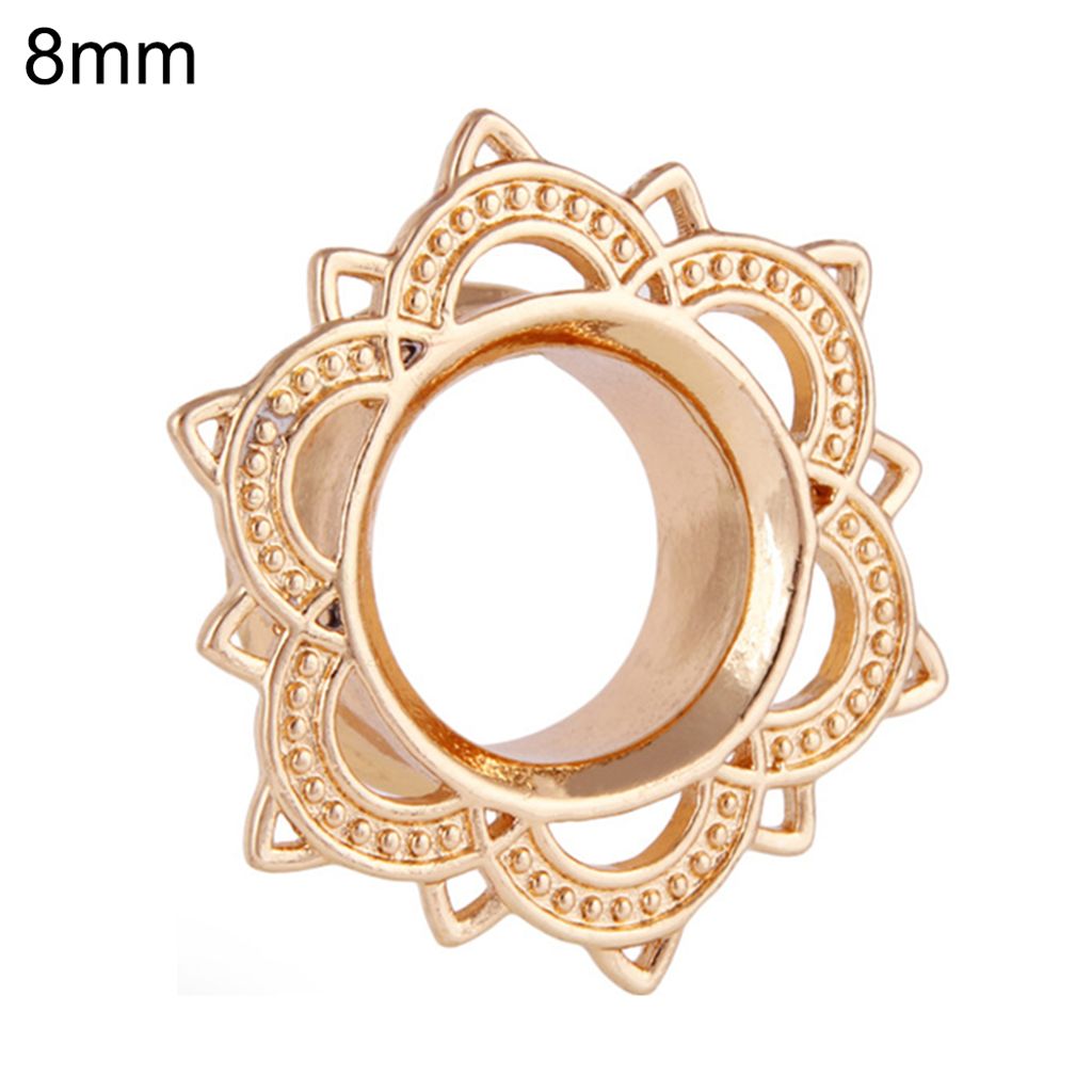 1 Stück Uni Lotusblume Ohrstöpsel Doppel Flare Gauge Expander Piercing Schmuck-Golden,8mm