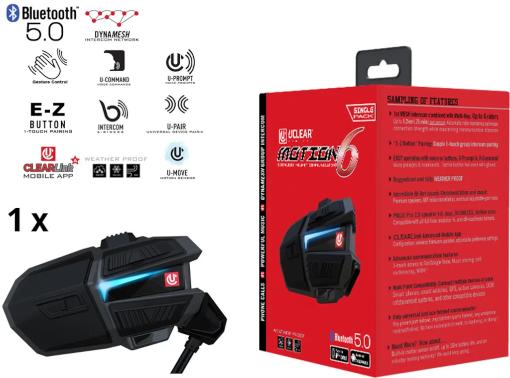 Intercom Moto UCLEAR Motion 6 Kit Solo Système de Communication sans Fil - 3