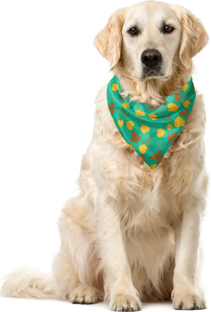 Fazzoletto Cane ABAKUHAUS 55x55 cm - Design Foglie Autunno Verde