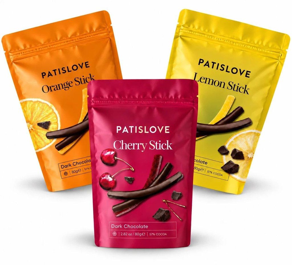Patislove, confezione di bastoncini alla frutta ricoperti Immagine del prodotto 
