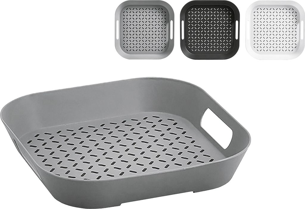 ZELLER PRESENT Tablett m. Anti-Rutsch-Belag Kunststoff sort. 34x34x4,3cm