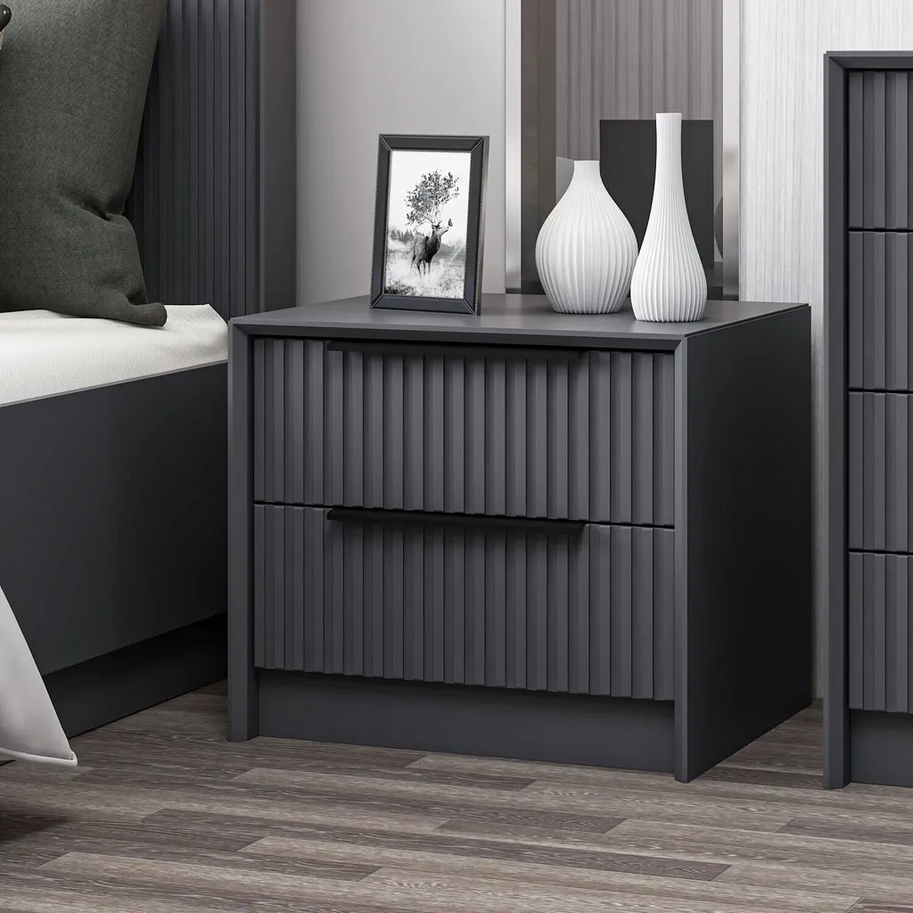 Table de nuit compacte anthracite 45x45 cm - Idéale pour petits espaces
