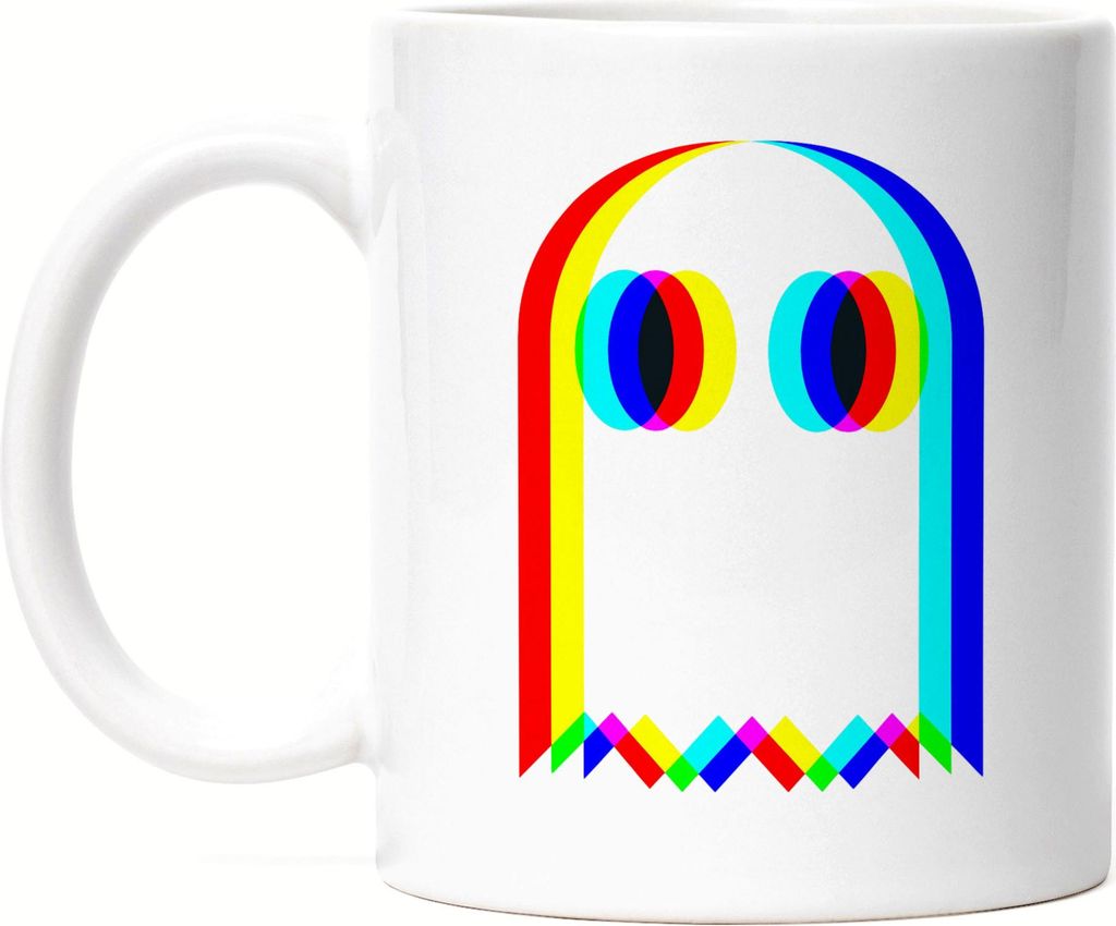 Bunter Retro Geist Tasse Weiß – Gaming Retro Design Becher