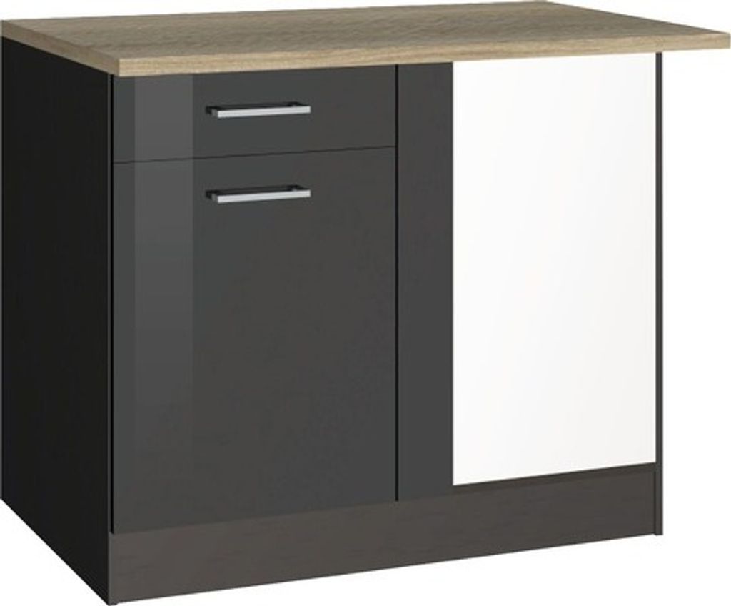 Held Möbel Eckunterschrank Mailand BxTxH 110 x 60 x 85 cm grau hochglanz zerlegt Anschlag reversibel 469.6211